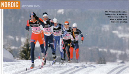 2005 - Photograph of Cross-Country ski racers with long Nordic-style poles.