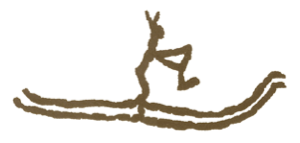 4000 Years Ago – Rock carving of Rødøy skiers, on two skis, with one pole with hook